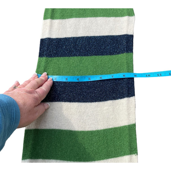 Ted Baker Striped Blue/Green/White/Pink Scarf - Picture 5 of 12